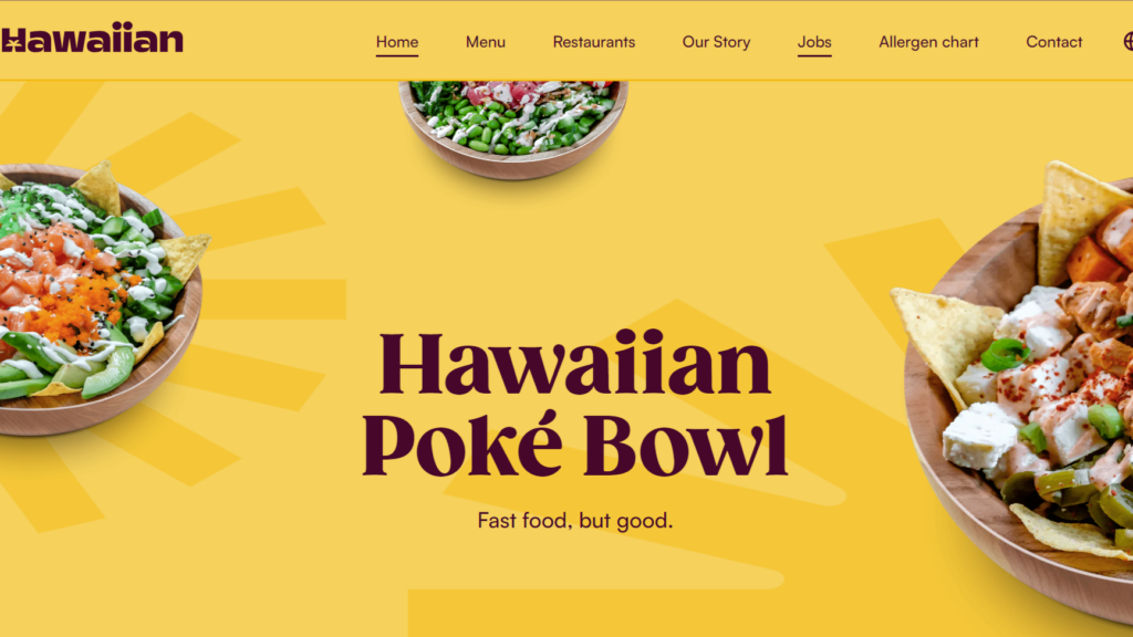 Website Poké Bowl ontworpen door Learin